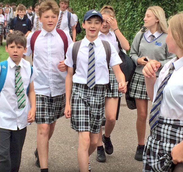 Girls wearing skirts not allowed into school - could only be Brighton