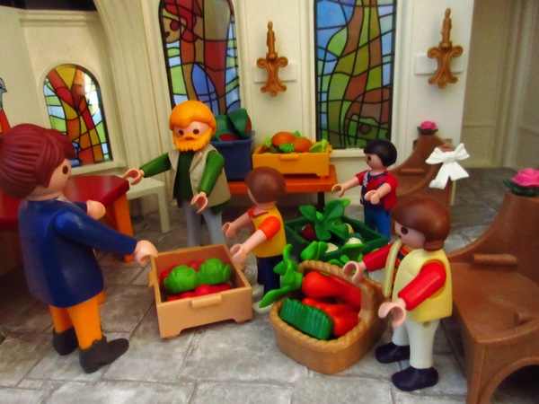 Today is Harvest Festival for the Playmobil people in our house...