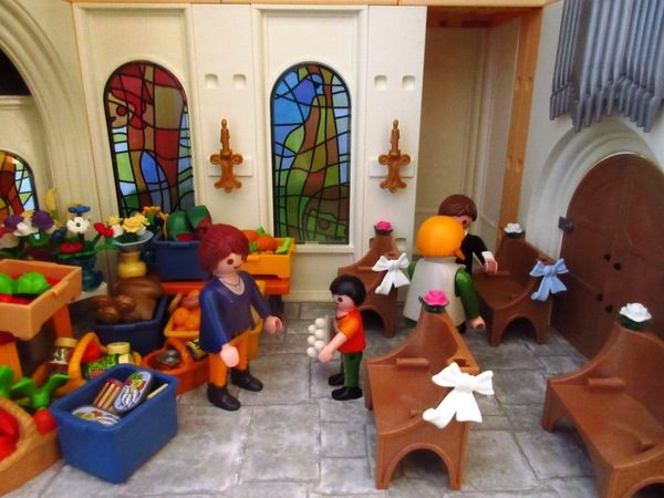 Today is Harvest Festival for the Playmobil people in our house...