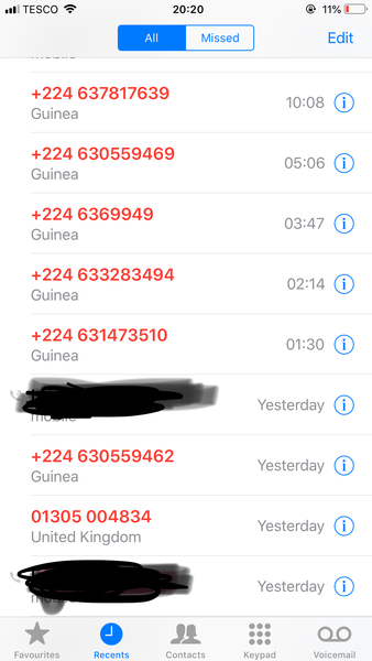 Has anyone had random phone calls from Guinea?