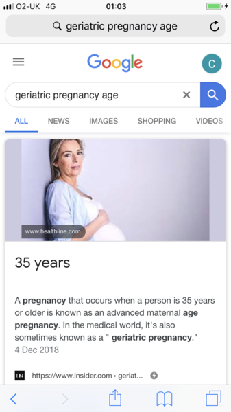 To ask when you think it’s too old to have your first baby