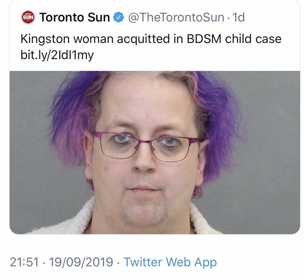 “Woman” convicted of sexually assaulting teen girl (“she” was apparently masturbating in front of “her” victim)
