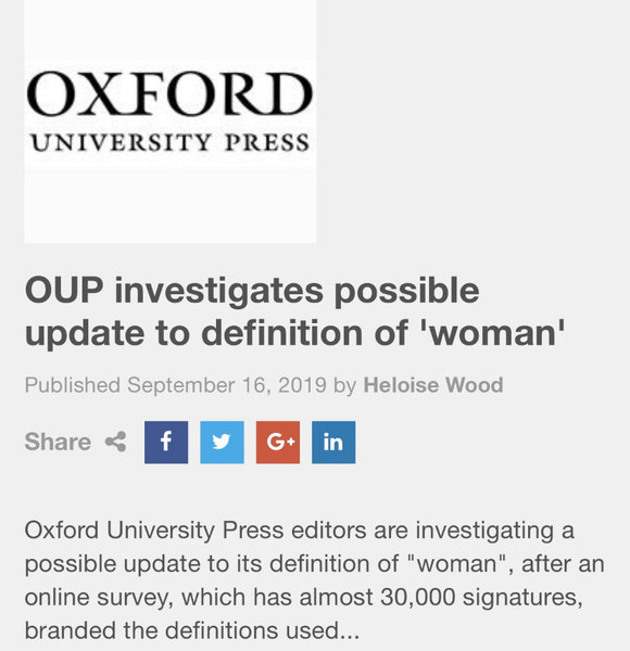 Beware the petition to OUP re dictionary definitions of women