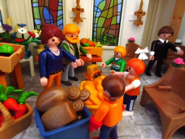 Today is Harvest Festival for the Playmobil people in our house...