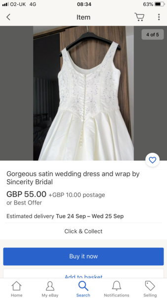 Argh - I ordered a preloved wedding dress from Oxfam claiming to be a size 10