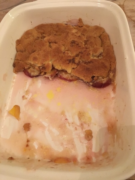 I made peach cobbler this evening