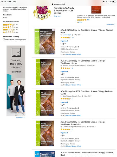 Text books for GCSE Sciences