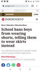 Girls wearing skirts not allowed into school - could only be Brighton