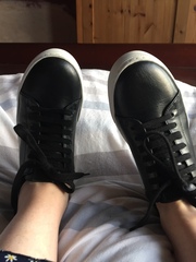 Where can I get black leather trainers?