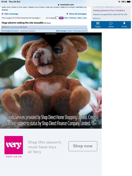 Huge adverts making the site unusable