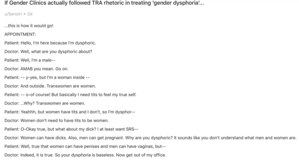 Interesting hypocrisy from the TRAs