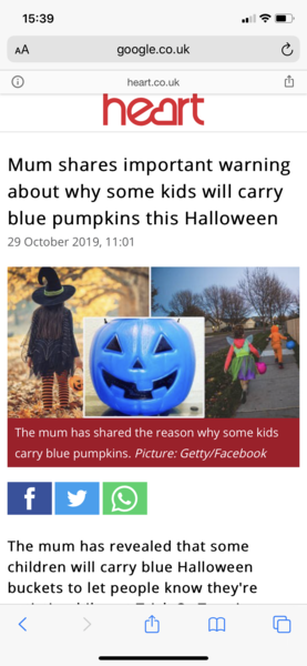 To use blue Halloween buckets when kids don't have autism?