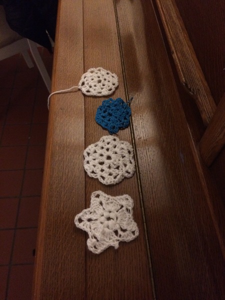 The jump from crochet square to snowflake!