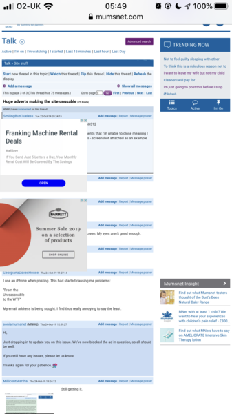 Huge adverts making the site unusable