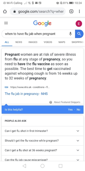 Flu jab during first trimester
