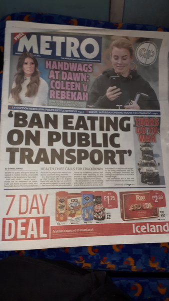 To think you can't ban food on trains?