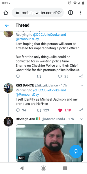 Police pronouns day tweet isn't going well ...
