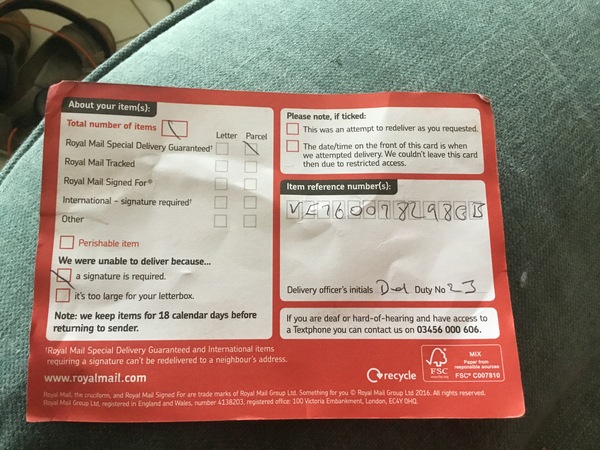 Can anyone help me (successfully!) read this Royal Mail item reference number?