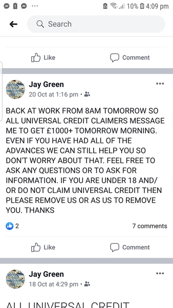 Universal credit scam
