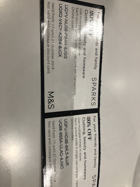 M&S 20% off