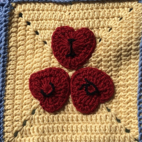 Woolly Hugs. A Blanket for SanJunipero and her son, in memory of her wife and his mum. Join us to make something very beautiful for them.  All help warmly received.