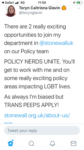 Stonewall helpfully flagging the bias up front