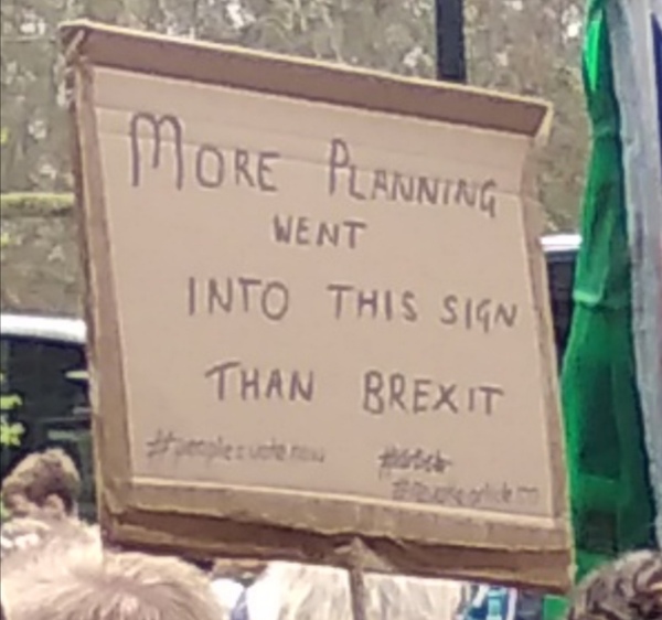 Inspiration needed - witty anti-Brexit placard quips