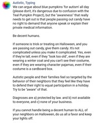 To use blue Halloween buckets when kids don't have autism?