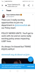 Stonewall helpfully flagging the bias up front