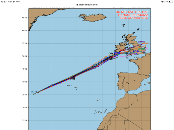 Tropical Storm Sebastien and the UK. Mid week weather warning.