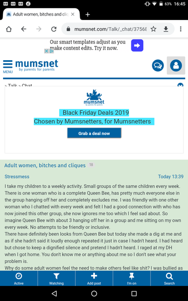 Mumsnet Black Friday ad - Android mobile issue