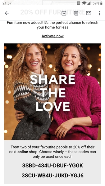 Anyone want a 20% off M+S code?