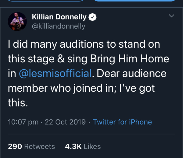 Singing along at a musical to cause such upset?