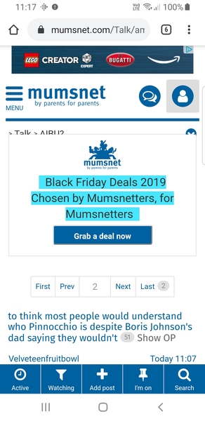 Mumsnet Black Friday ad - Android mobile issue