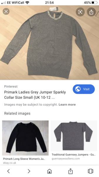 Ruby (Eastenders) grey jumper with embellished trim?