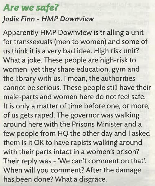 Judicial review for woman prisoner alleging sexual assault by trans rapist in prison