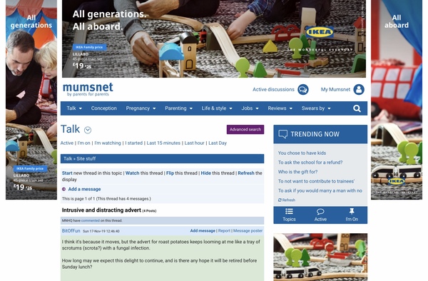 Intrusive and distracting advert