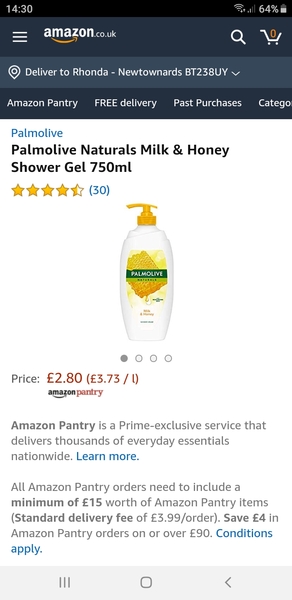 Shower gel with pump dispenser