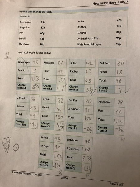 Maths homework year 7