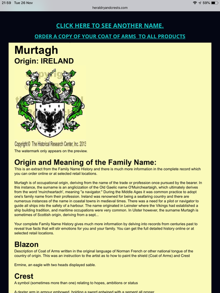 Family Coat of Arms 'Stuff'