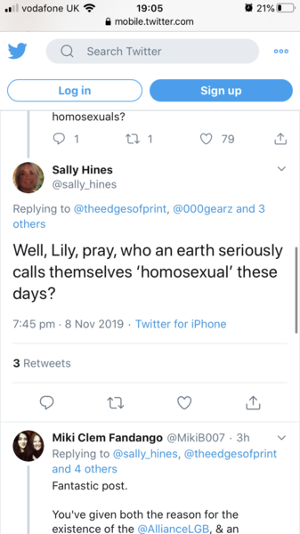 Hines waving her homophobia around like an achievement...