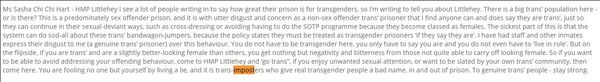 Judicial review for woman prisoner alleging sexual assault by trans rapist in prison
