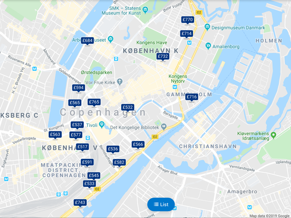 Which are in Copenhagen (hotel)?