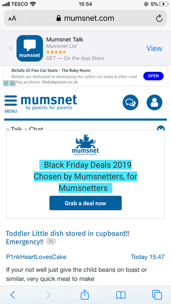 Mumsnet Black Friday ad - Android mobile issue