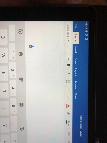 Microsoft Word on a galaxy tablet
