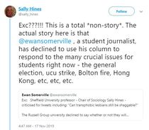 Sally Hines - criticised for tweets