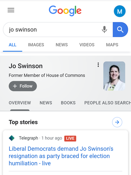 Exit poll suggests Jo Swinson loses her seat