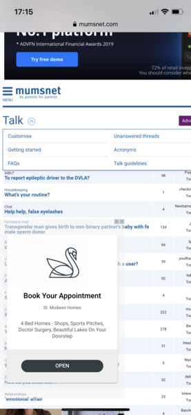 Pop up adverts on phone
