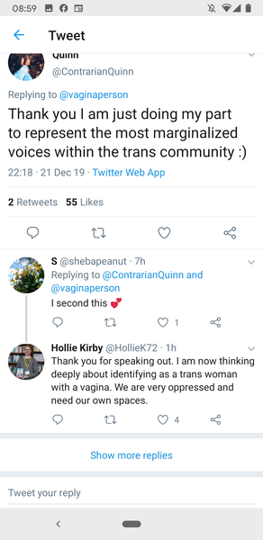 There's a Twitter user stating that all women and trans