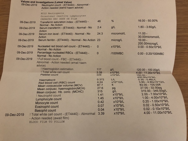 AIBU to be concerned about these blood test results?